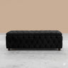 Riga Chesterfield Upholstered Ottoman Storage Box with Wooden Legs in Plush Velvet Fabric