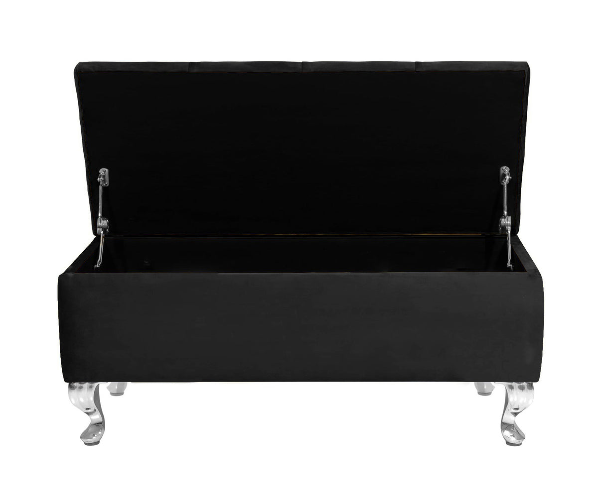 Londona Velvet Storage Bench with Legs