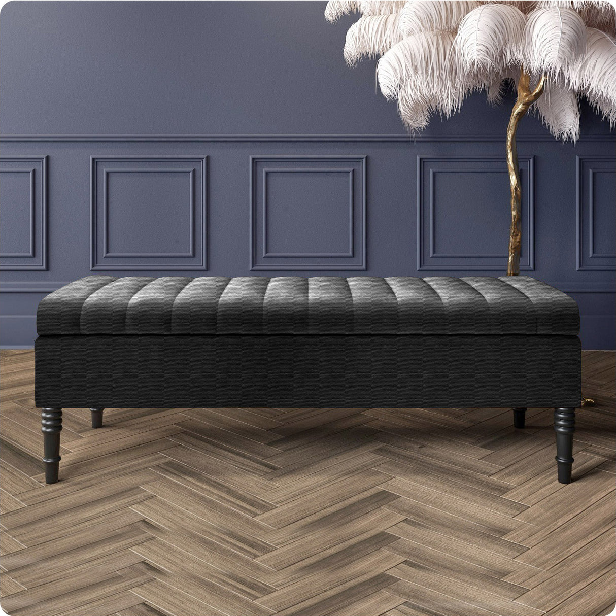 Safar Striped Naples Storage Bench with Legs