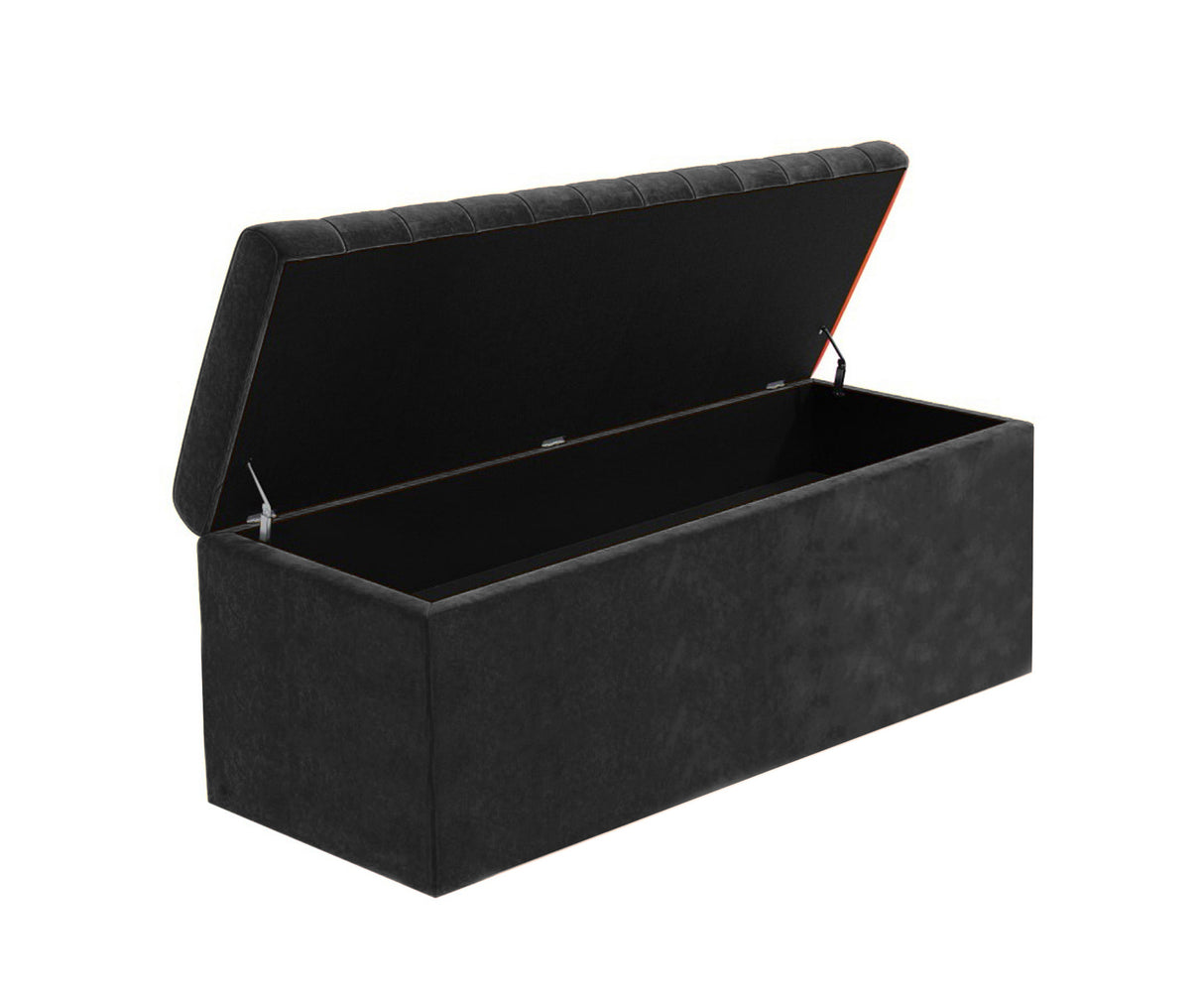 Safar Large Velvet Ottoman Storage Box with Plain Lid