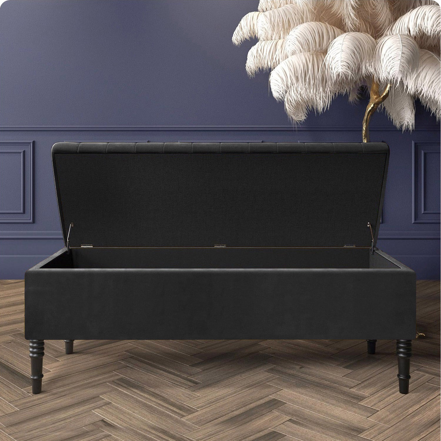 Paris Striped Ottoman Bench with storage