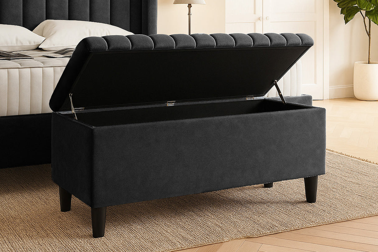 Safari Lined Upholstered Ottoman Bench with Storage