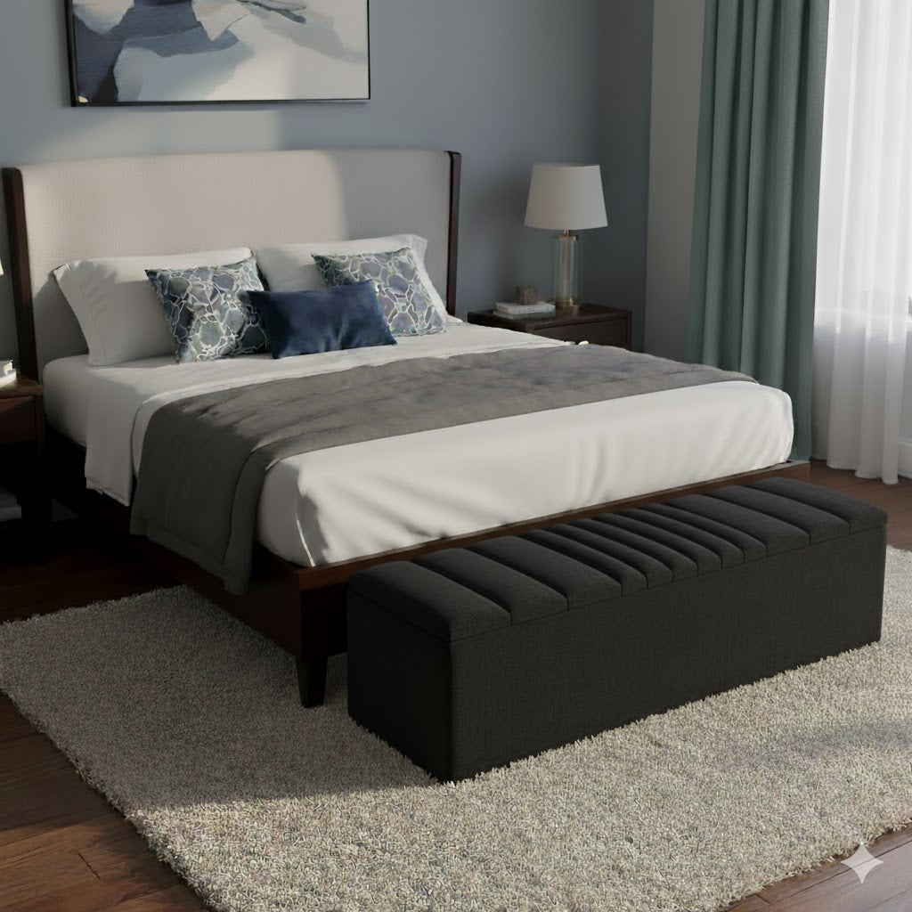 Windsor Naples Striped Ottoman Storage Box