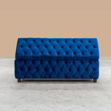 Riga Chesterfield Upholstered Ottoman Storage Box with Wooden Legs in Plush Velvet Fabric