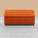 Riga Chesterfield Upholstered Ottoman Storage Box with Wooden Legs in Plush Velvet Fabric