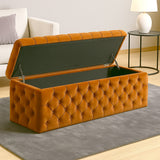 Lux Full Upholstered Velvet Storage Ottoman Box