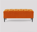 Swiss Chesterfield Upholstered Ottoman Storage Bench with Legs