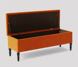 Swiss Chesterfield Upholstered Ottoman Storage Bench with Legs