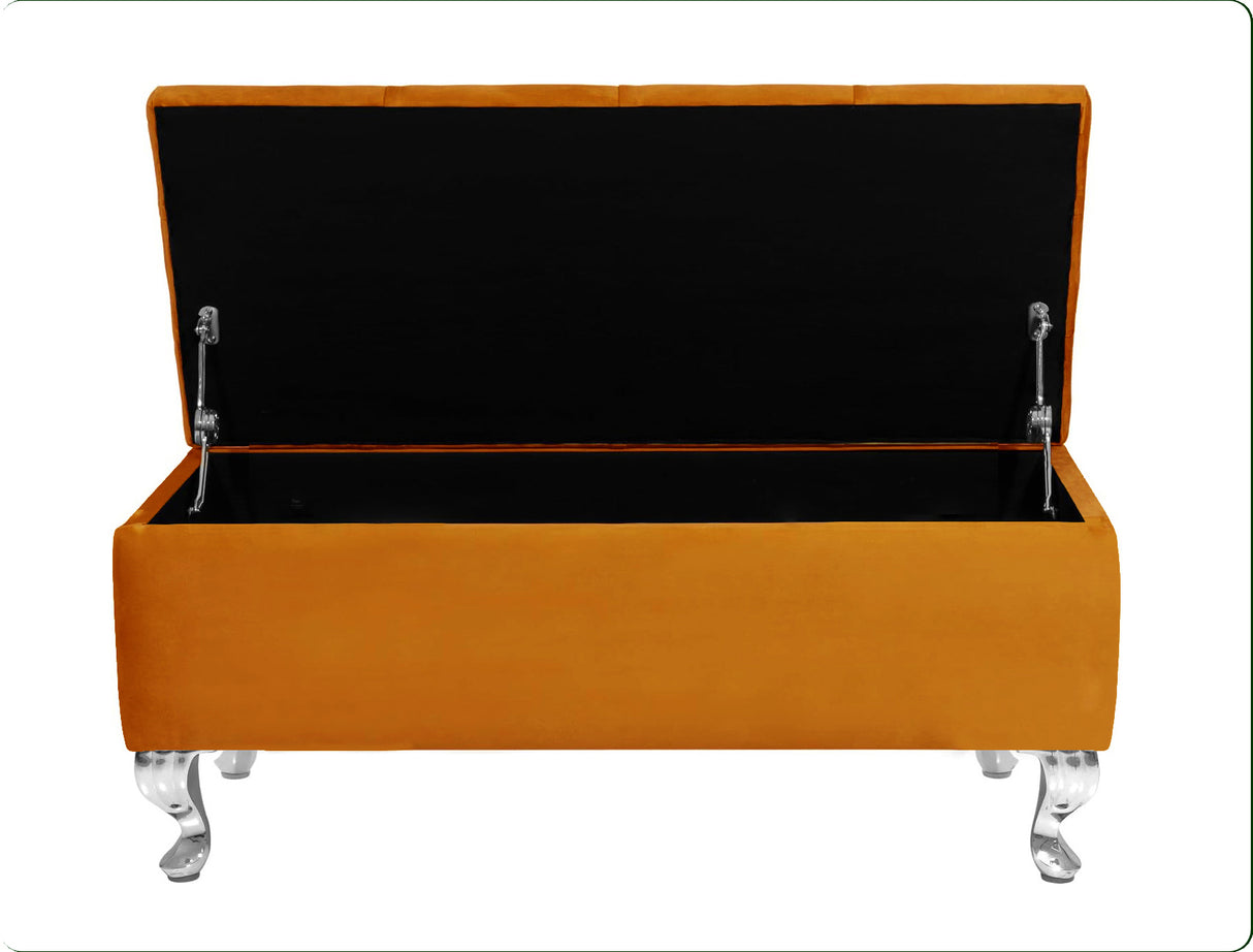 Londona Velvet Storage Bench with Legs