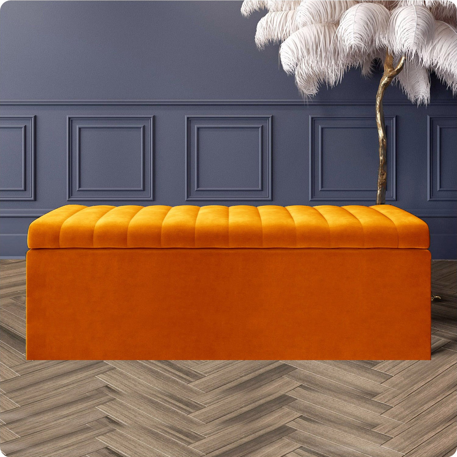 Large Safar Velvet Storage Ottoman Box