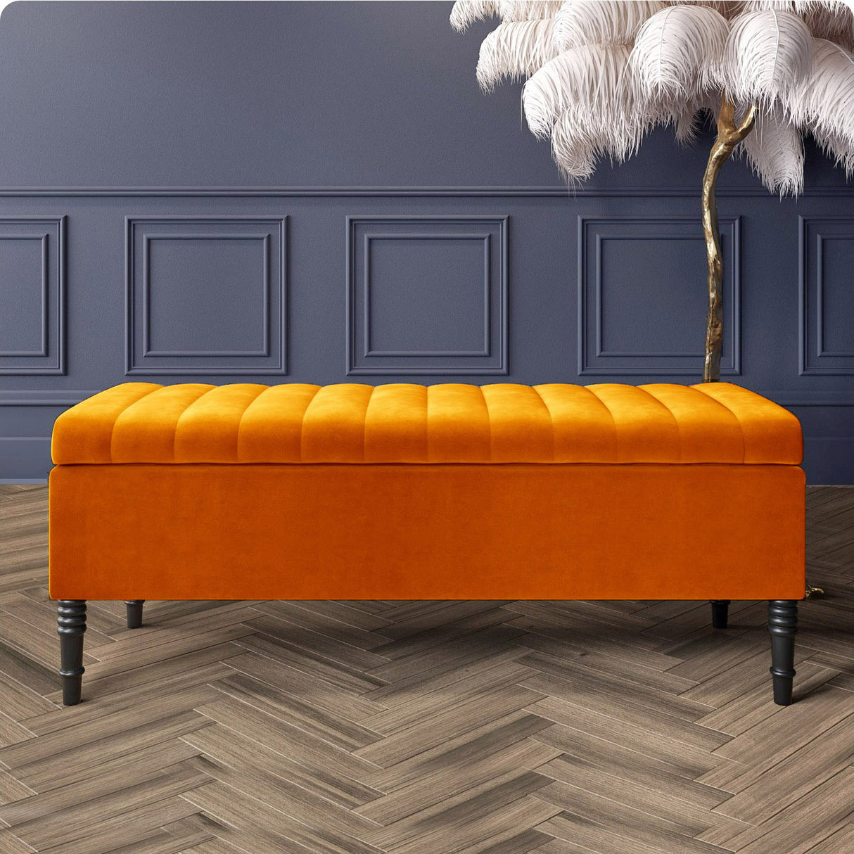 Paris Striped Ottoman Bench with storage