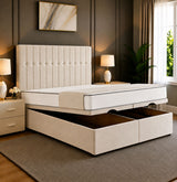 Sophia Divan Storage Striped Tufted Ottoman Bed Frame