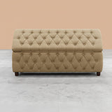 Riga Chesterfield Upholstered Ottoman Storage Box with Wooden Legs in Plush Velvet Fabric