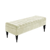 Safar Striped Upholstered Ottoman Storage Bench with Legs in Naples Fabric
