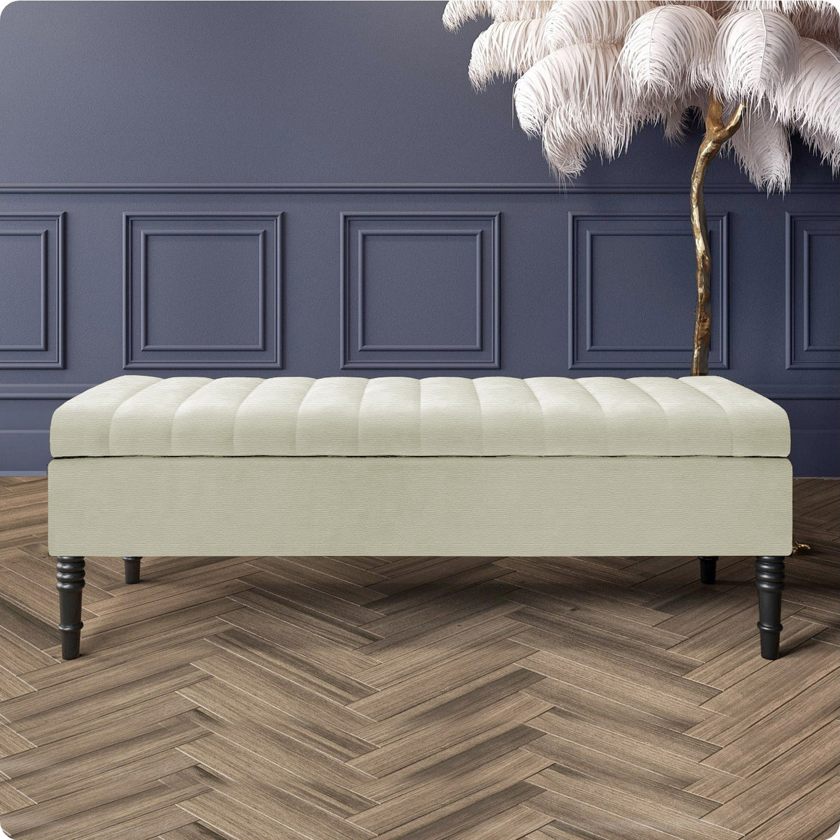 Safar Striped Naples Storage Bench with Legs