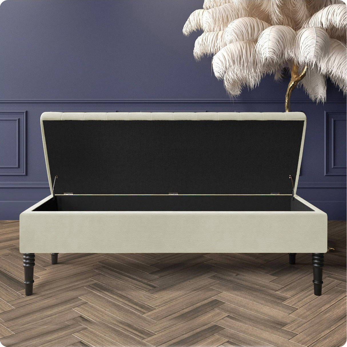 Safar Striped Naples Storage Bench with Legs