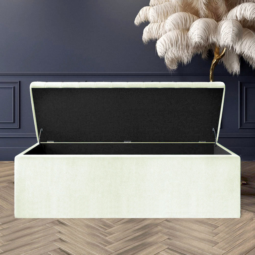 Large Safar Ottoman Storage Box - Plush Velvet Upholstered Blanket Box