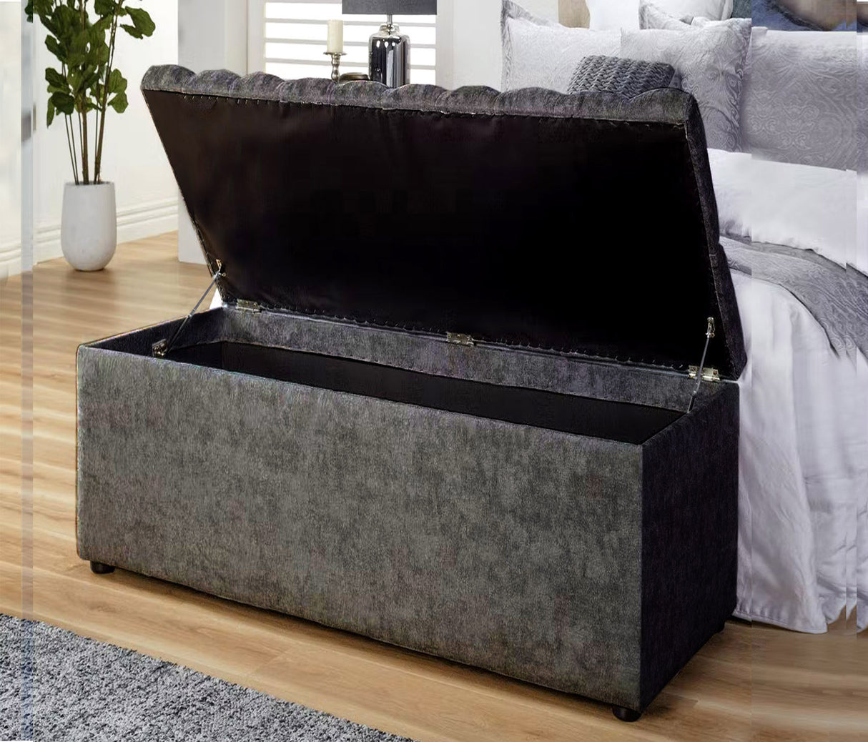 Arthur Naples Velvet Ottoman Storage Box