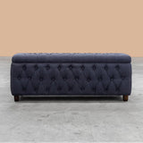 Riga Chesterfield Upholstered Ottoman Storage Box with Wooden Legs in Plush Velvet Fabric