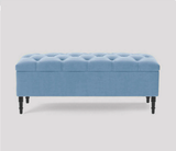 Swiss Chesterfield Upholstered Ottoman Storage Bench with Legs