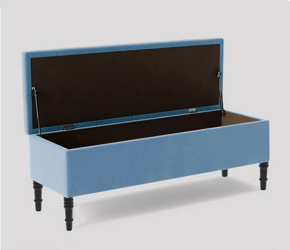 Swiss Chesterfield Upholstered Ottoman Storage Bench with Legs