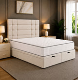 Elara Divan Storage Striped Tufted Ottoman Bed Frame