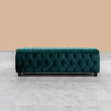 Riga Chesterfield Upholstered Ottoman Storage Box with Wooden Legs in Plush Velvet Fabric