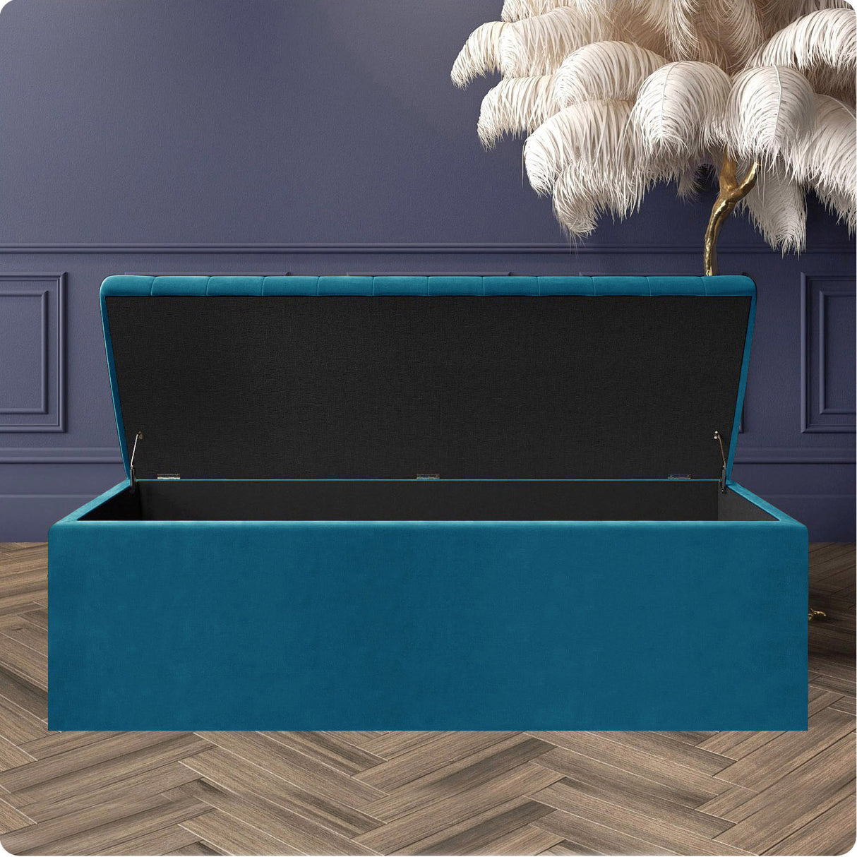 Large Safar Velvet Storage Ottoman Box