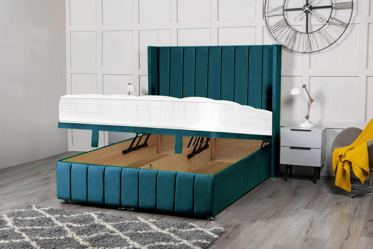 Elizabeth Divan Ottoman Bed with Winged Headboard