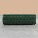 Riga Chesterfield Upholstered Ottoman Storage Box with Wooden Legs in Plush Velvet Fabric