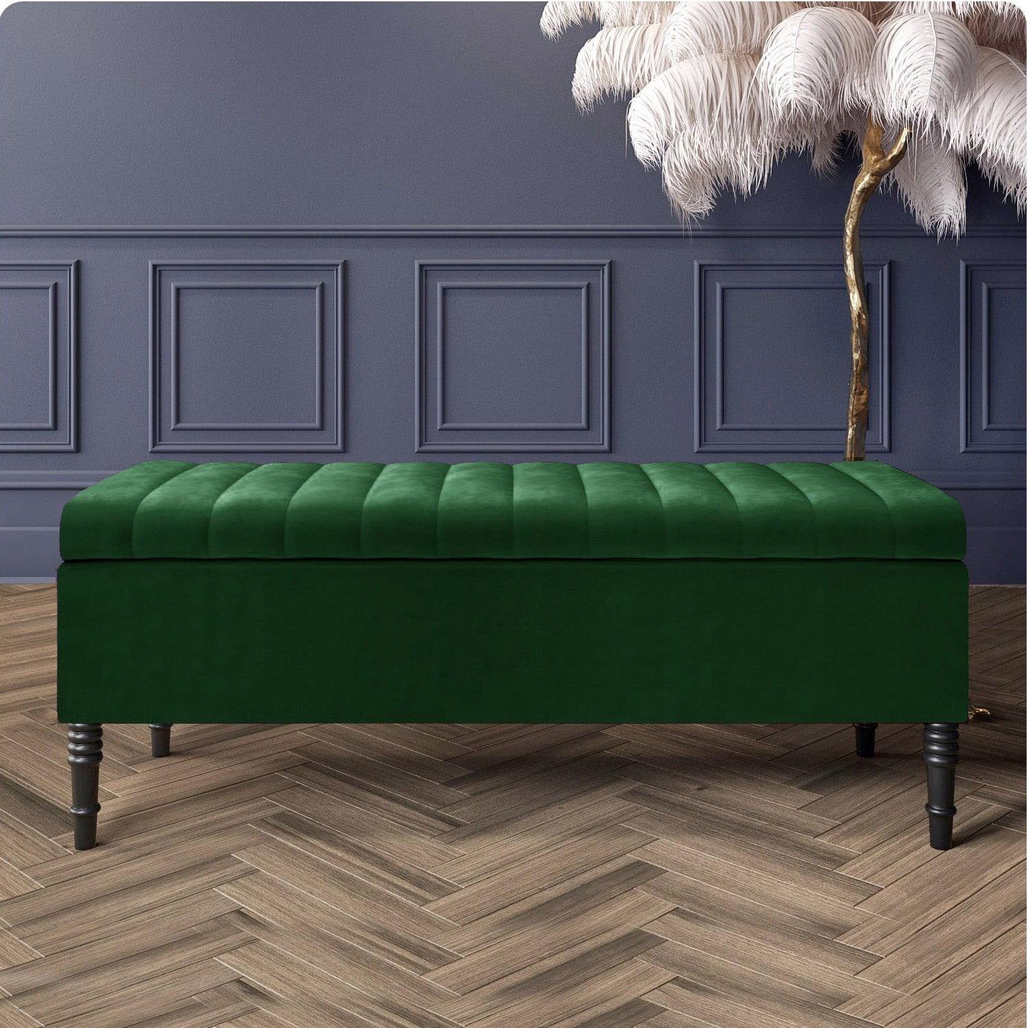 Paris Striped Ottoman Bench with storage