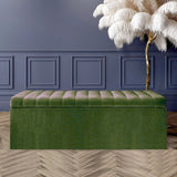 Large Safar Ottoman Storage Box - Plush Velvet Upholstered Blanket Box