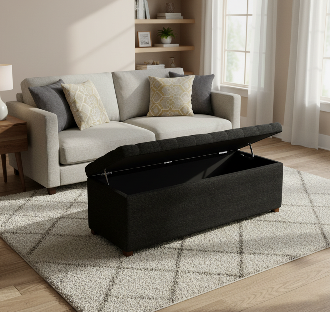Linoso Chesterfield Ottoman Storage Box with Legs