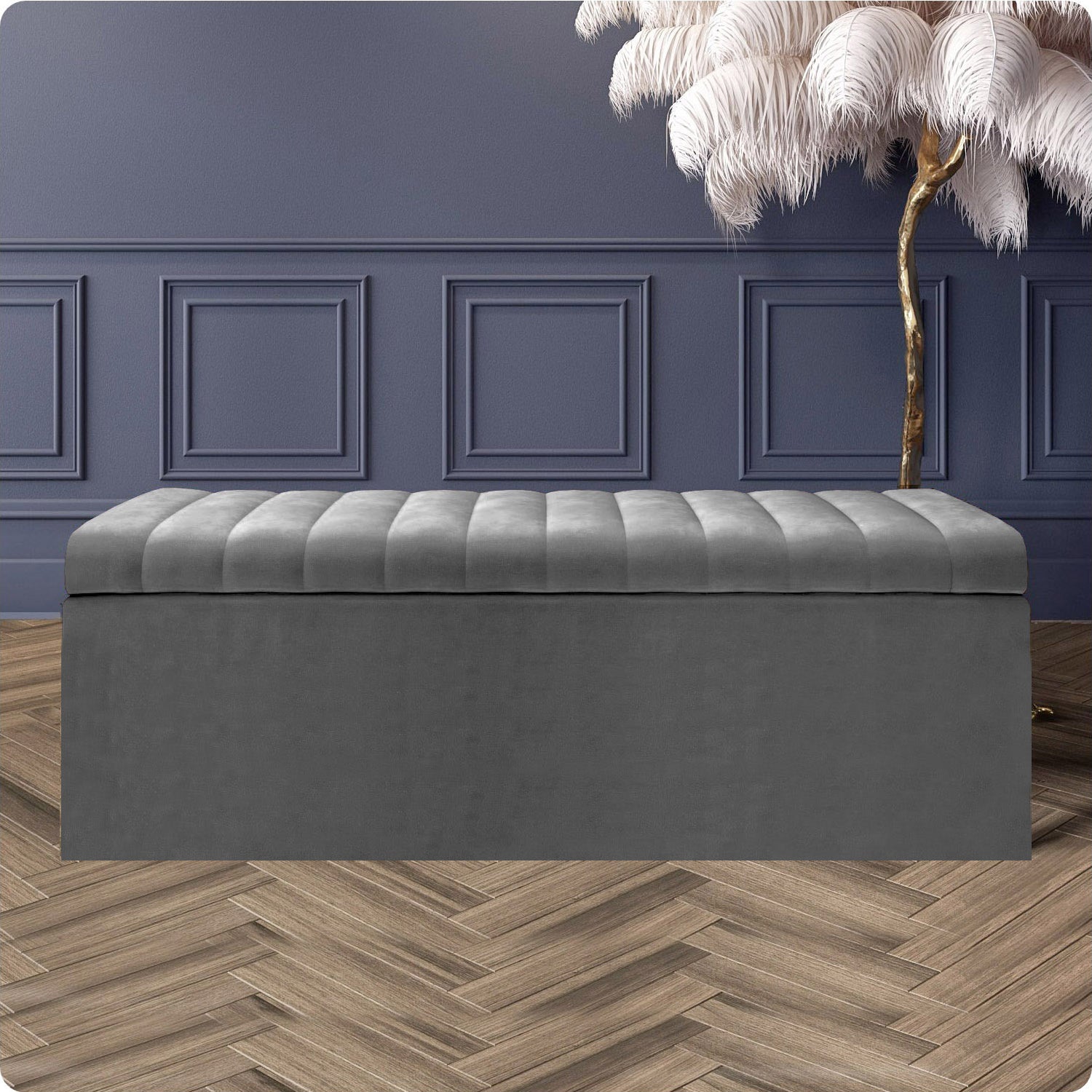 Large Safar Velvet Storage Ottoman Box