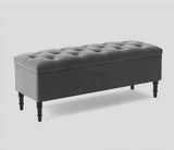 Swiss Chesterfield Upholstered Ottoman Storage Bench with Legs