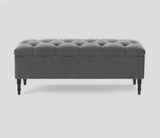 Swiss Chesterfield Upholstered Ottoman Storage Bench with Legs