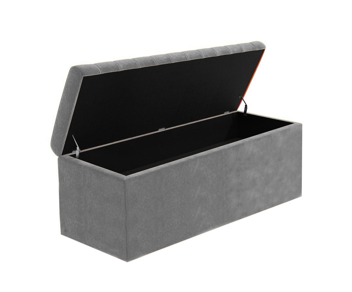 Safar Large Velvet Ottoman Storage Box with Plain Lid