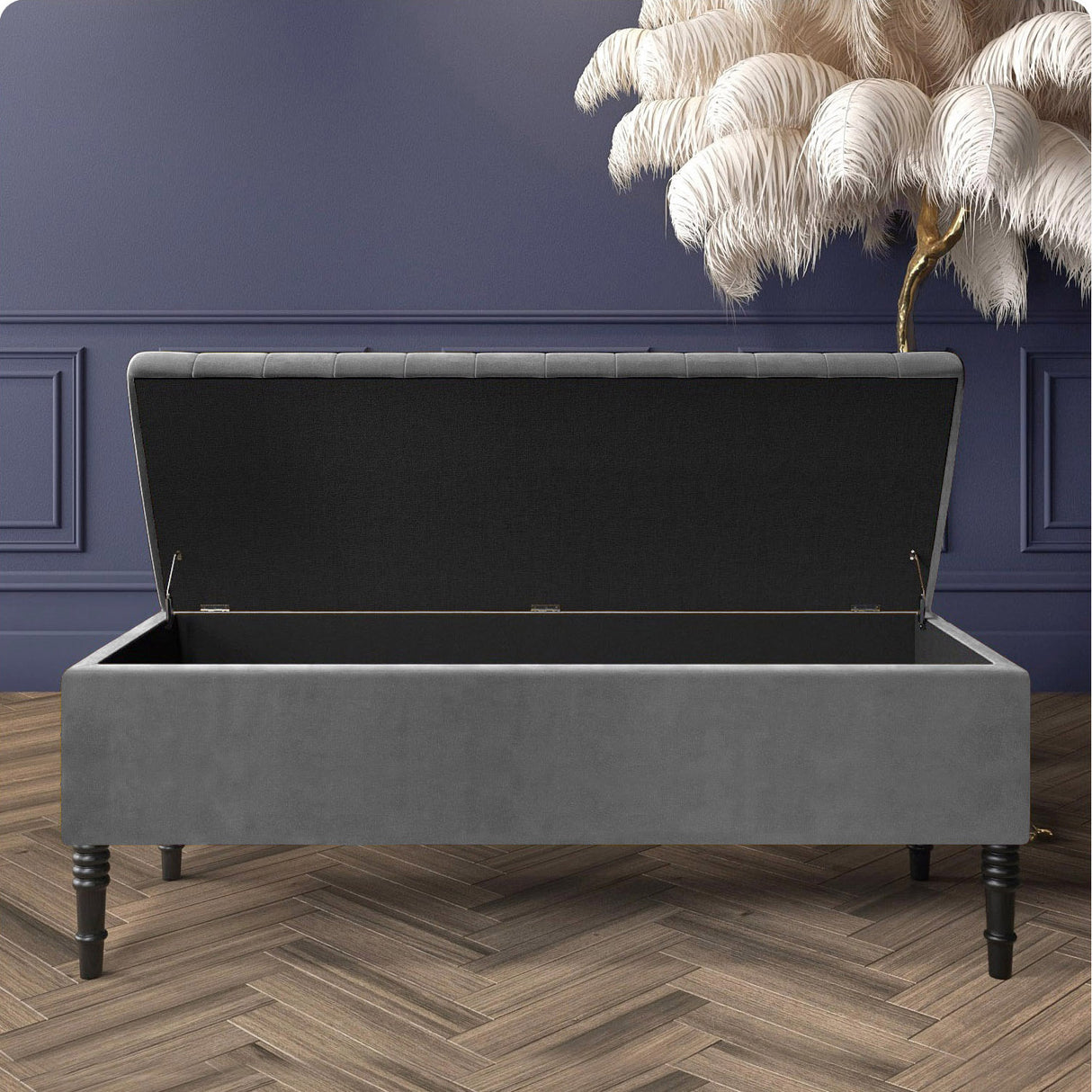 Paris Striped Ottoman Bench with storage
