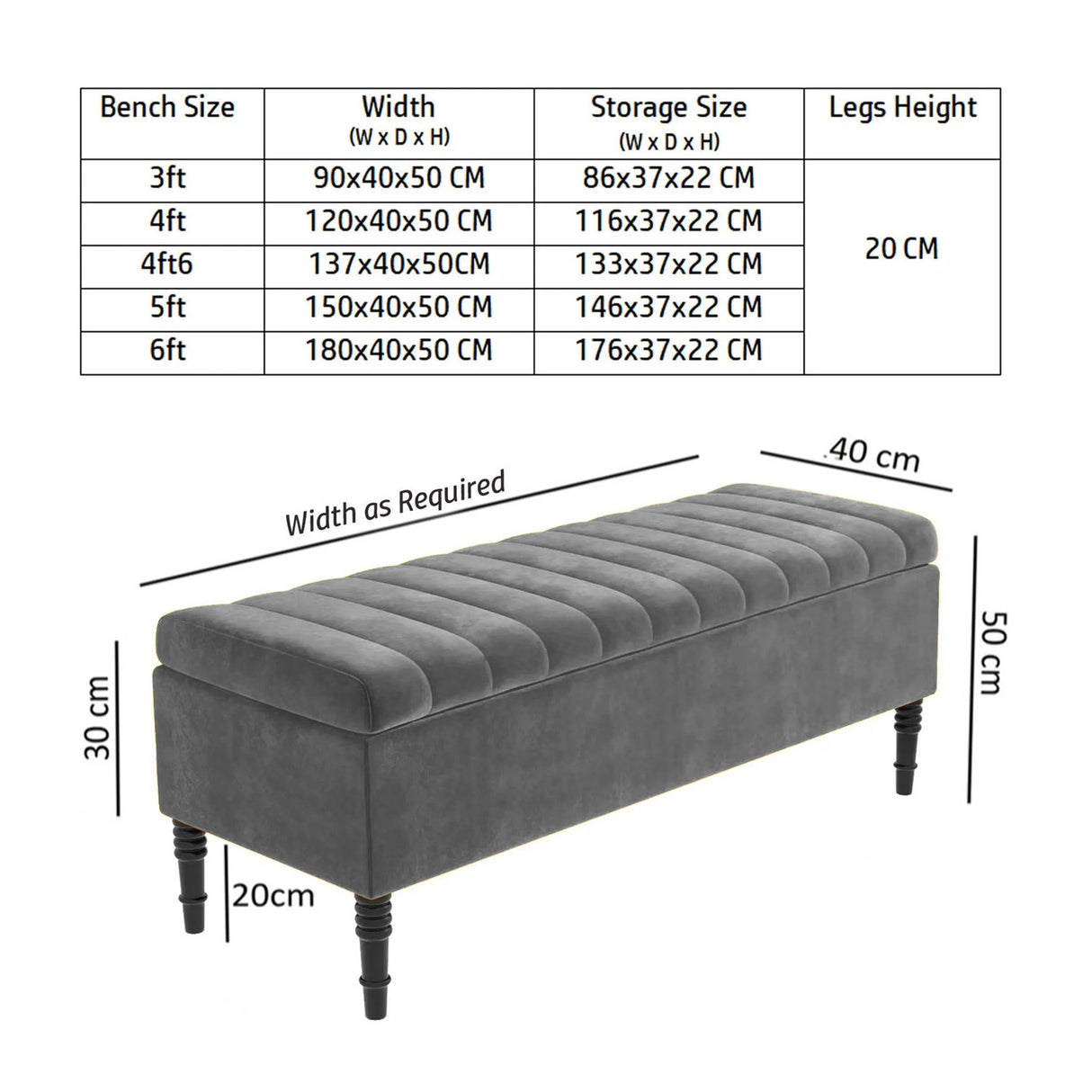 Paris Striped Ottoman Bench with storage