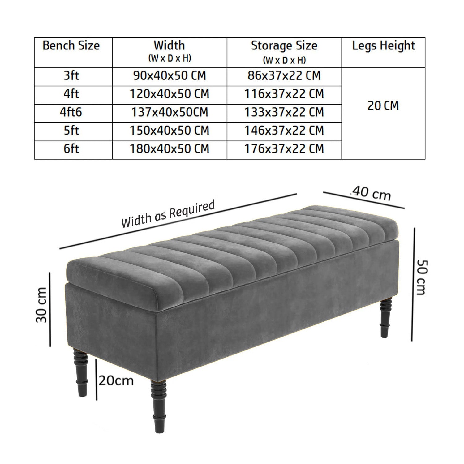 Paris Striped Ottoman Bench with storage