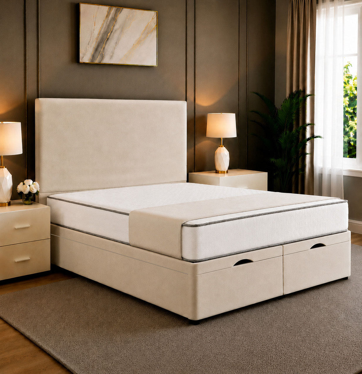 Hugo Divan Plain Ottoman Storage Bed Frame