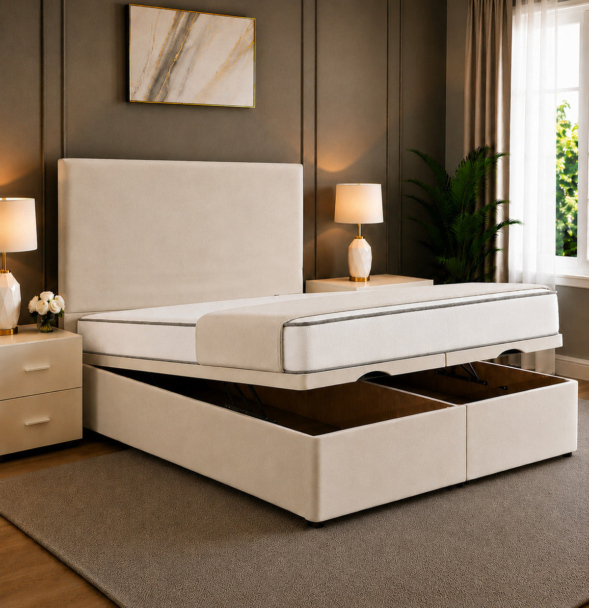 Hugo Divan Plain Ottoman Storage Bed Frame