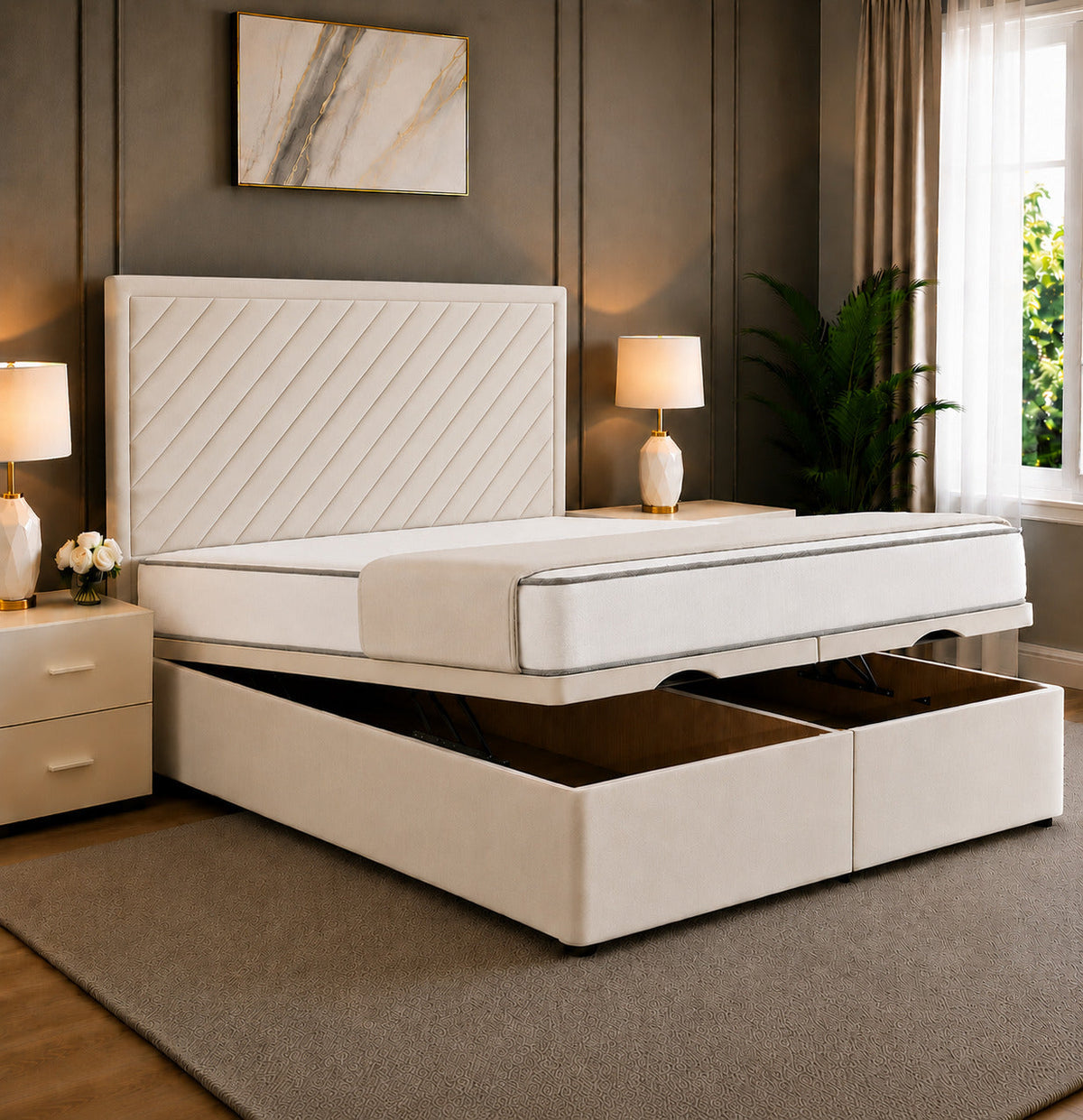 Leo Divan Plain Ottoman Storage Bed Frame