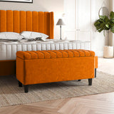 Safari Lined Upholstered Ottoman Bench with Storage