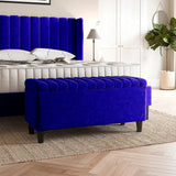 Safari Lined Upholstered Ottoman Bench with Storage