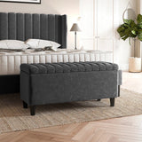 Safari Lined Upholstered Ottoman Bench with Storage