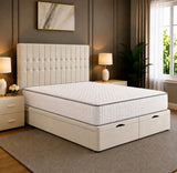 Sarah Divan Storage Striped Tufted Ottoman Bed Frame