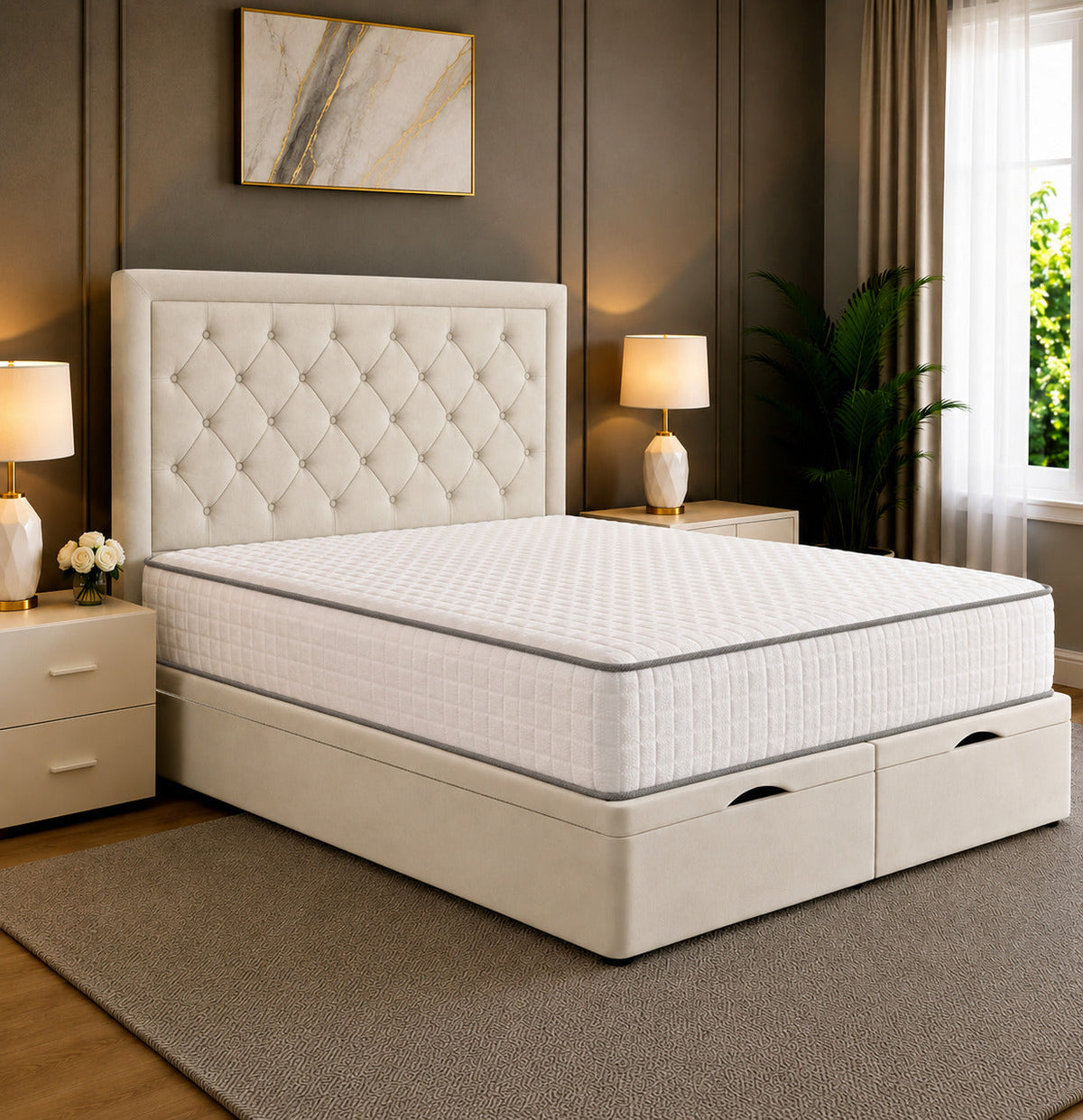 Milan Chesterfield Tufted Divan Storage Ottoman Bed Frame