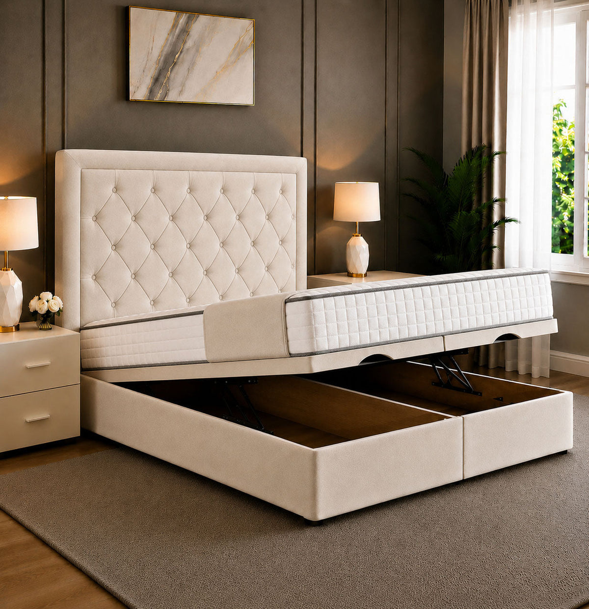 Milan Chesterfield Tufted Divan Storage Ottoman Bed Frame