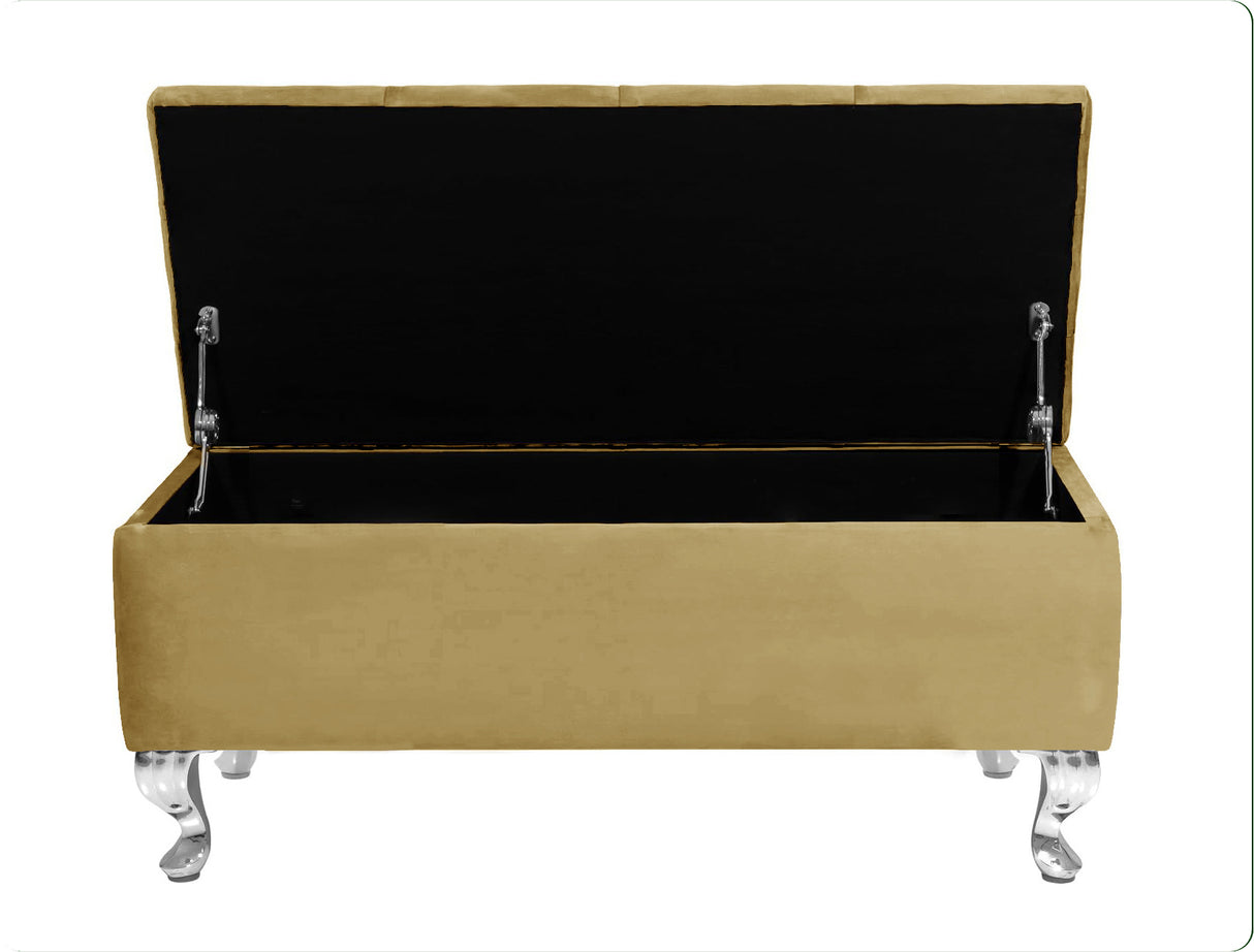 Londona Velvet Storage Bench with Legs